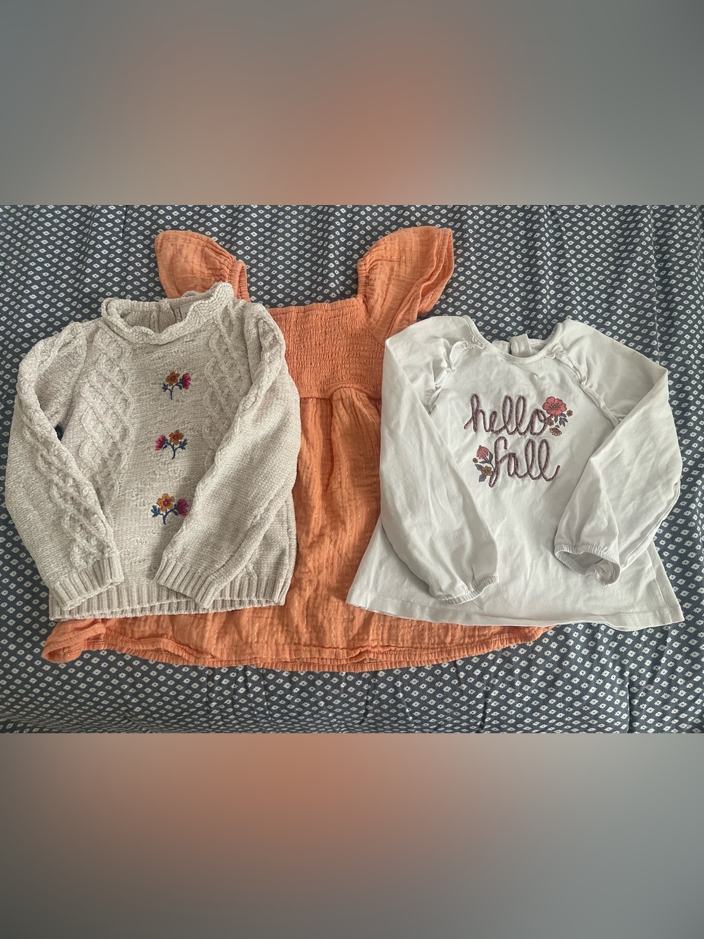 Kids toddler girls fall clothing bundle: sweater, dress, top hello fall 4T